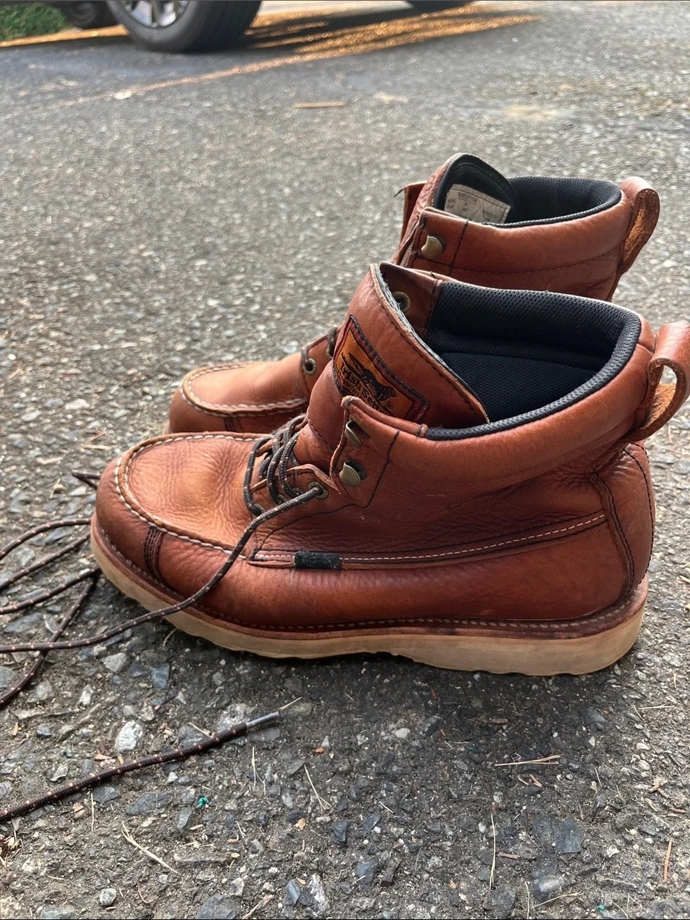 Irish Setter Tan Leather Moc-Toe Work Boots